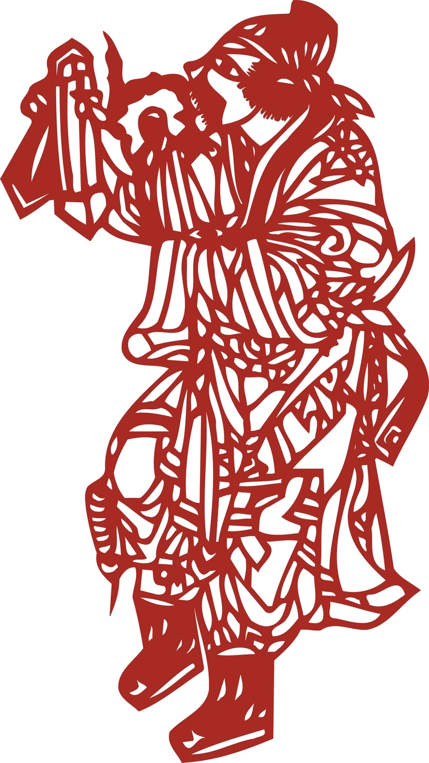 中国风中式传统喜庆民俗人物动物窗花剪纸插画边框AI矢量PNG素材【2479】